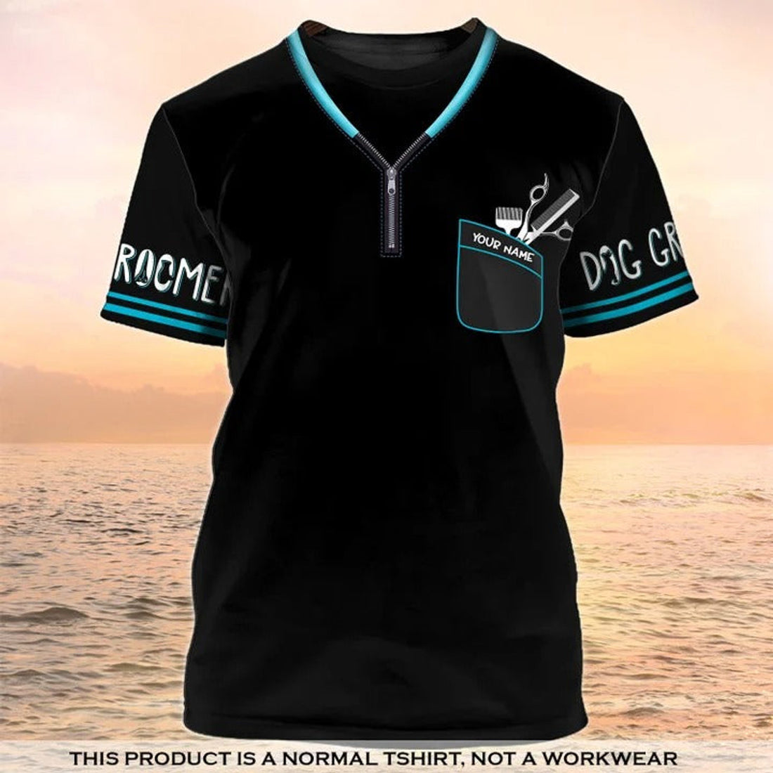 FUNSTUFFPRINT Dog Groomer 3D T-Shirt Grooming Badass Custom Shirts Pet Salon Uniform Black 3D T-shirt