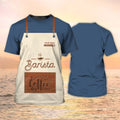 FUNSTUFFPRINT Personalized Barista Apron 3D PrinT-Shirt Barista Shirts Coffee Time Shirt 3D T-shirt