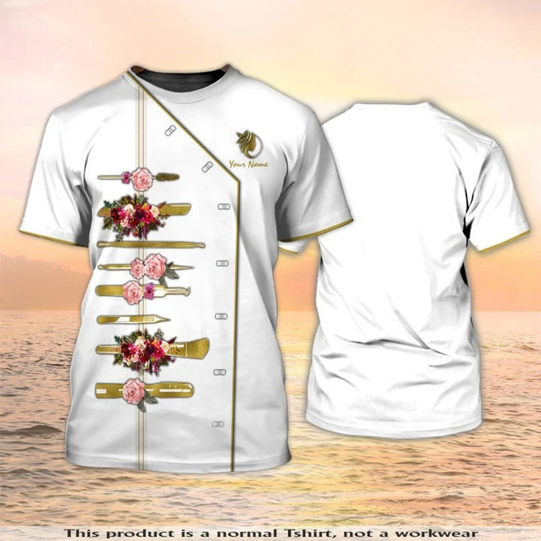FUNSTUFFPRINT Custom Esthetician Tools Shirt Beauty Spa Uniform Esthetician Apparel White 3D T-shirt