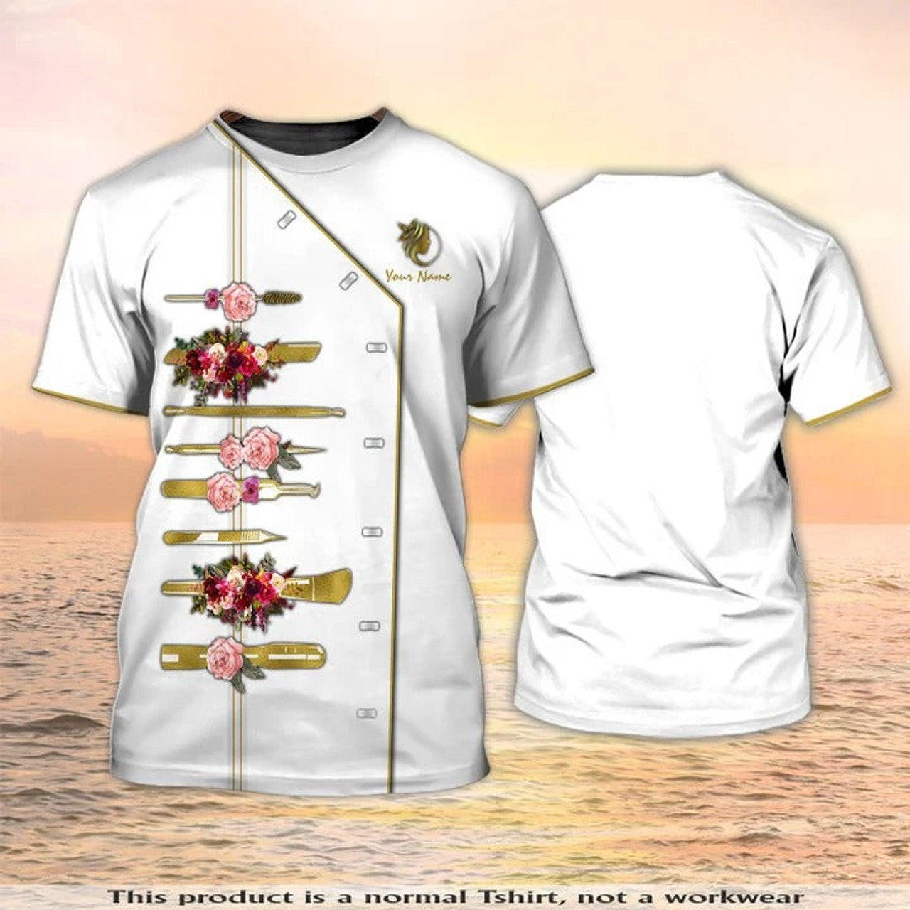FUNSTUFFPRINT Custom Esthetician Tools Shirt Beauty Spa Uniform Esthetician Apparel White 3D T-shirt