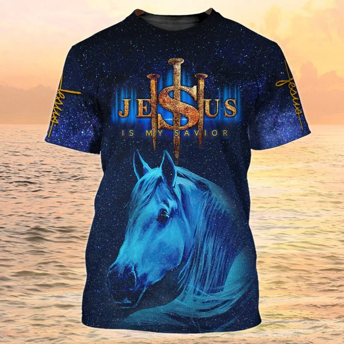 FUNSTUFFPRINT 3D Print Jesus T-Shirt, Horse Shirts, Jesus Is My Savior Shirt Men Women 3D T-shirt