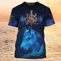 FUNSTUFFPRINT 3D Print Jesus T-Shirt, Horse Shirts, Jesus Is My Savior Shirt Men Women 3D T-shirt