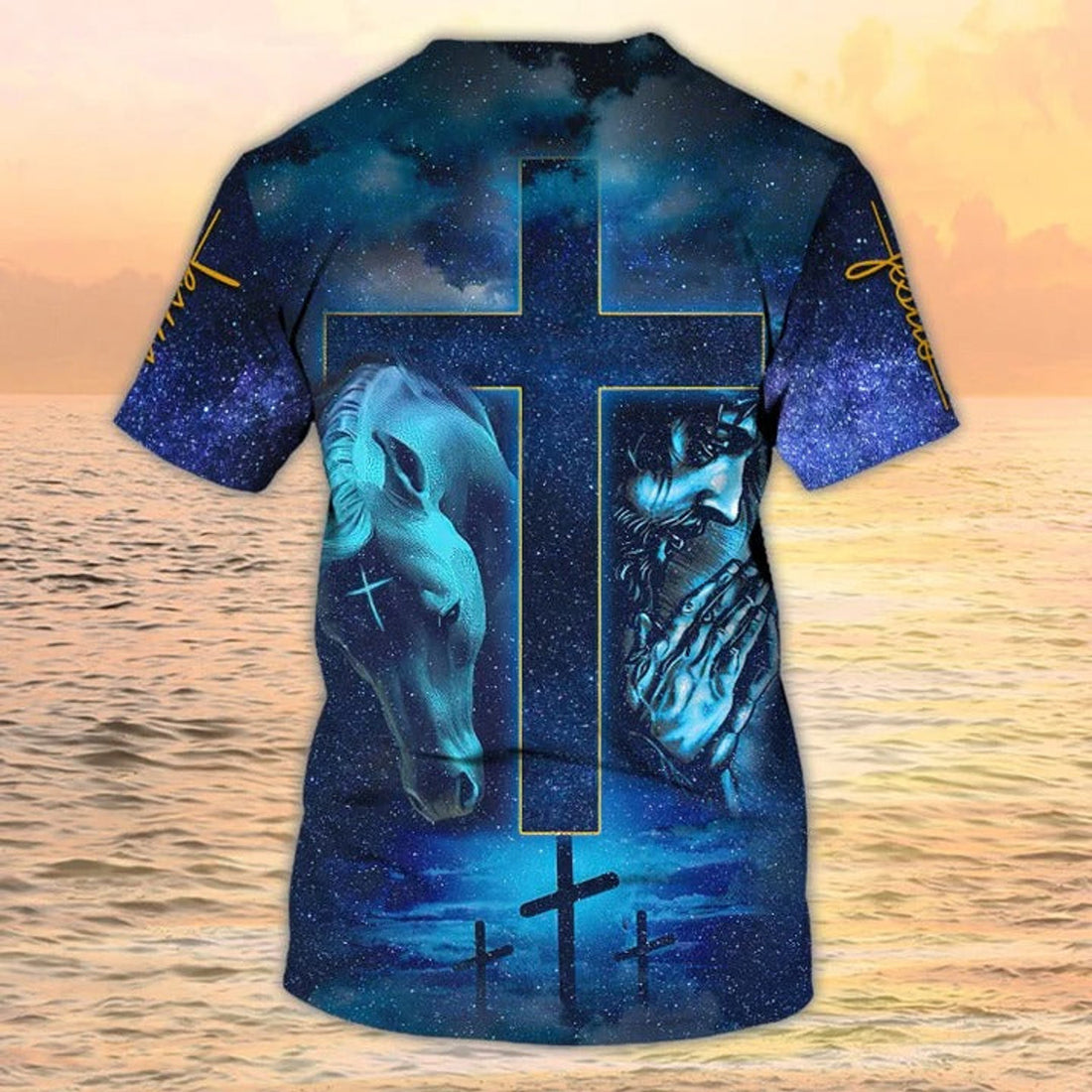 FUNSTUFFPRINT 3D Print Jesus T-Shirt, Horse Shirts, Jesus Is My Savior Shirt Men Women 3D T-shirt