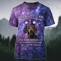 FUNSTUFFPRINT Funny Halloween Dog Shirt, That isn't Dachshund Problem T-Shirt, Purple Dog On Halloween 3D T-shirt