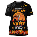 FUNSTUFFPRINT Halloween Nurse T-Shirt, You Can't Scare Me Halloween Gift For Nurse 3D T-shirt