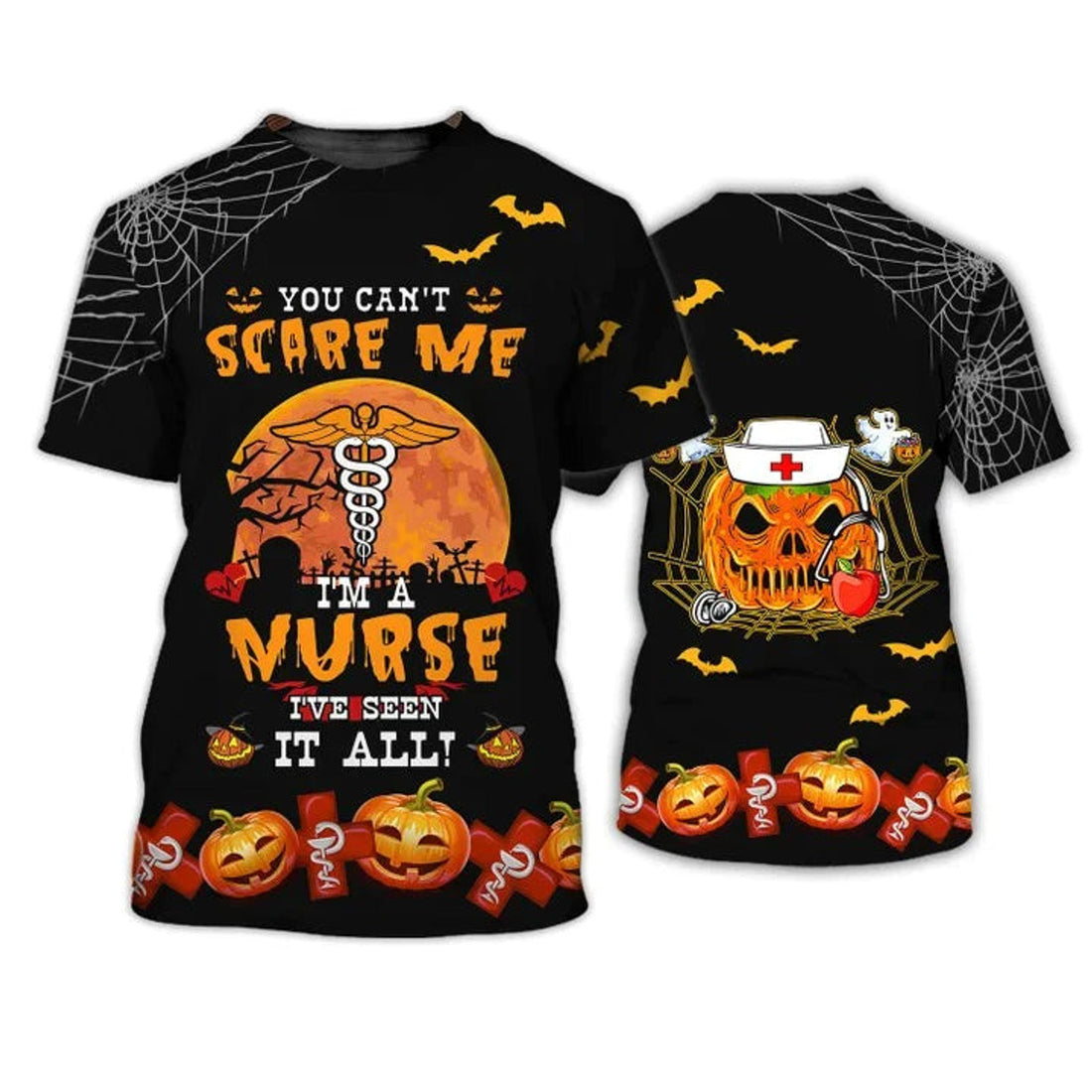 Halloween Nurse T-Shirt, You Can't Scare Me Halloween Gift For Nurse
