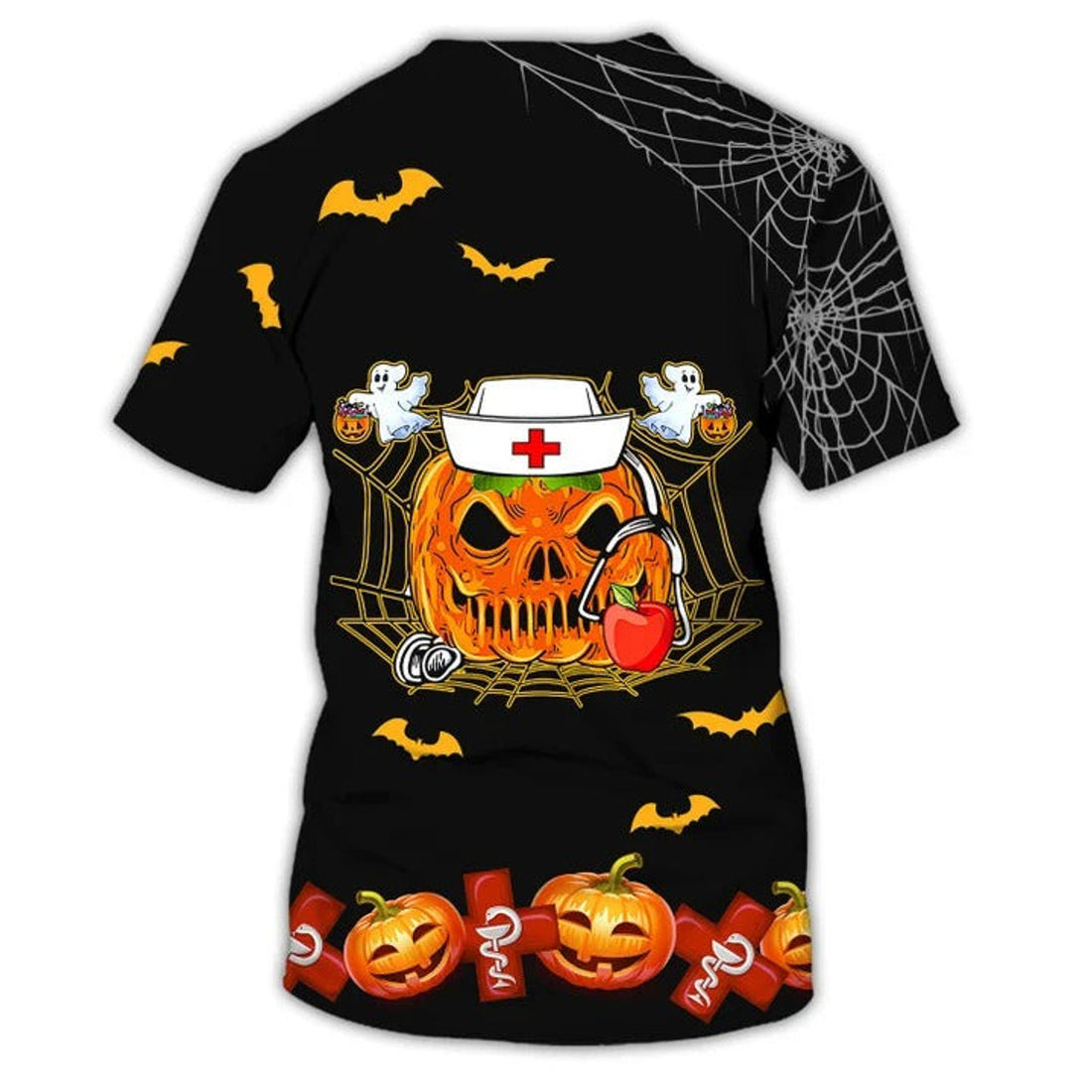 FUNSTUFFPRINT Halloween Nurse T-Shirt, You Can't Scare Me Halloween Gift For Nurse 3D T-shirt