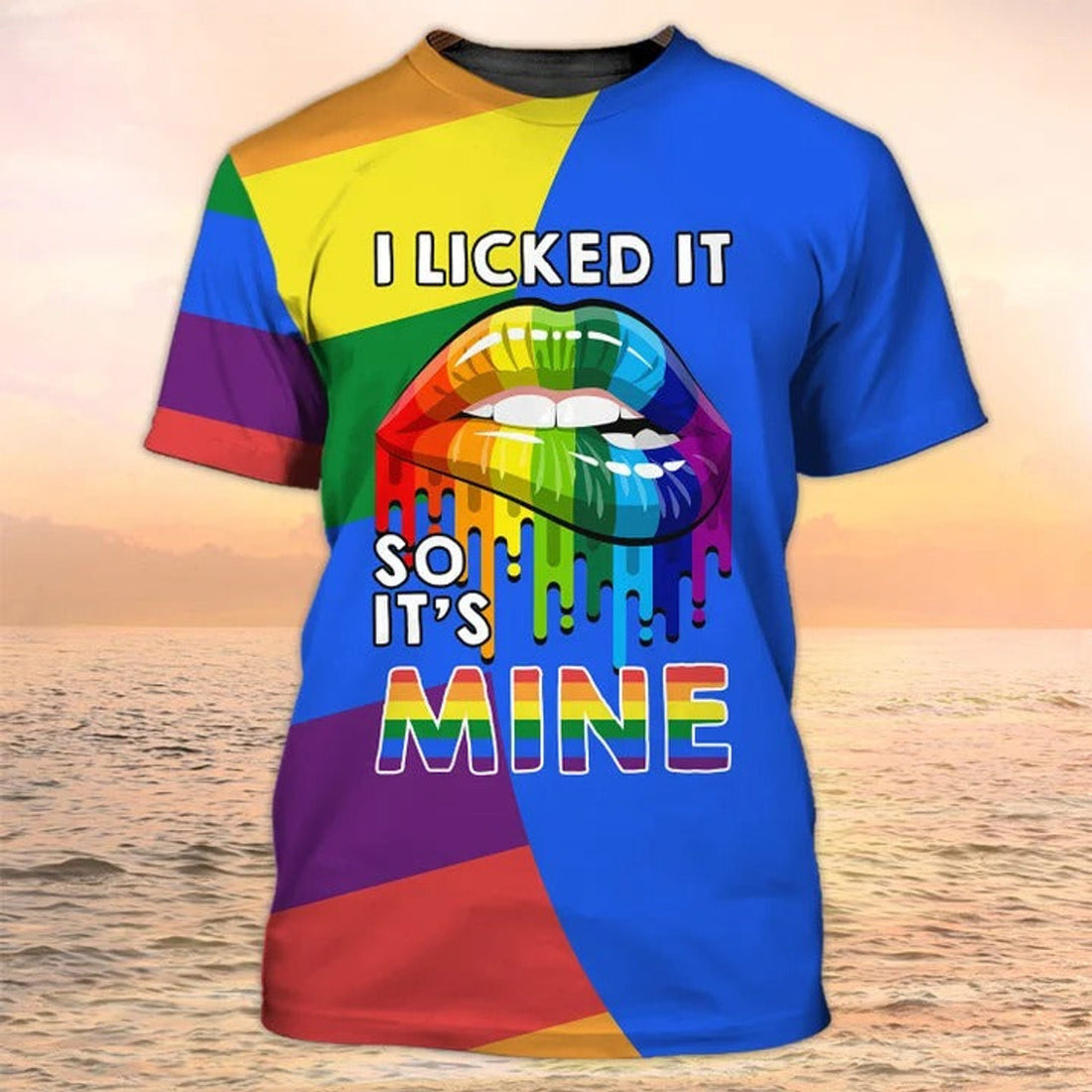 FUNSTUFFPRINT 3D All Over Print LGBT-Shirt, I Licked It So It's Mine Pride Hoodie, Couple Gay Clothing, LGBT Gifts 3D T-shirt