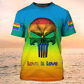FUNSTUFFPRINT 3D All Over Print Skull Pride Shirts, Rainbow LGBT-Shirts, Skull LGBT-Shirt, Love is Love Shirt 3D T-shirt