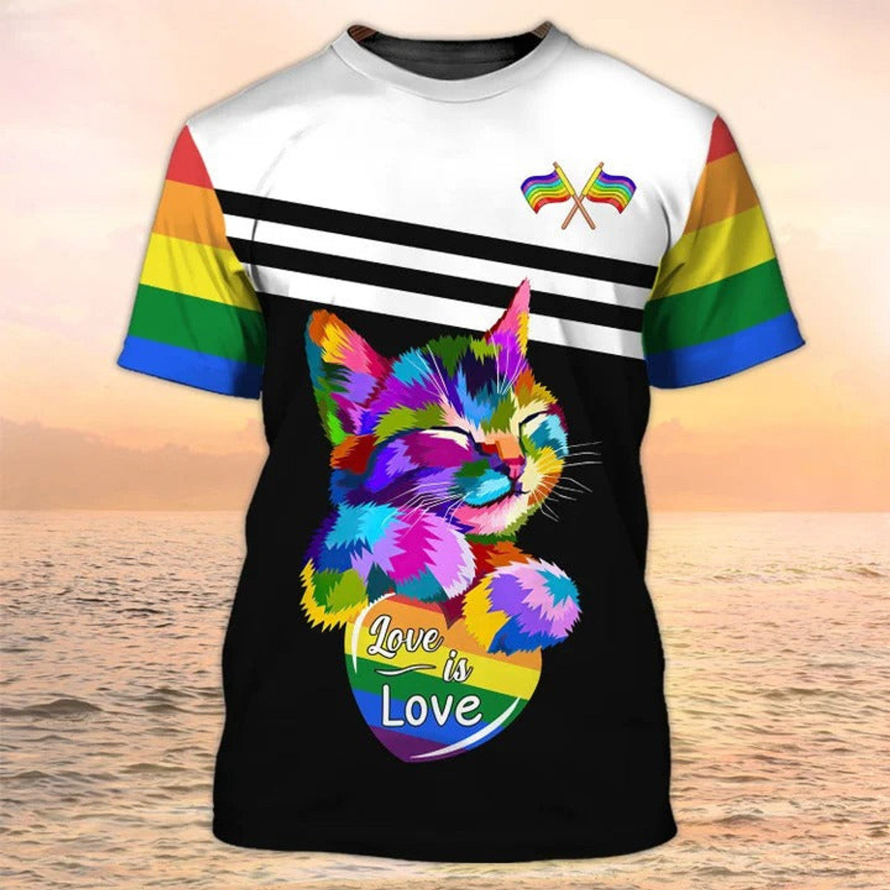 FUNSTUFFPRINT LGBT Cat Lovers I Am Bruised 3D Shirt, Lgbt Life, Pride Month Shirt 3D T-shirt