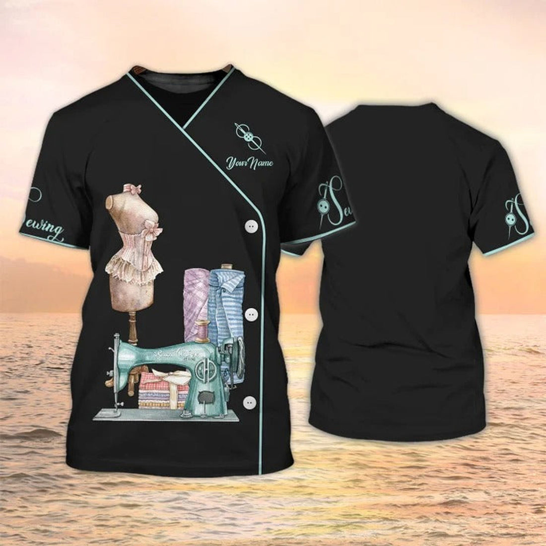 FUNSTUFFPRINT Personalized 3D Tailor Shirt Women, Sewing Tools T-Shirt For Her, Tailor Shop Uniform 3D T-shirt