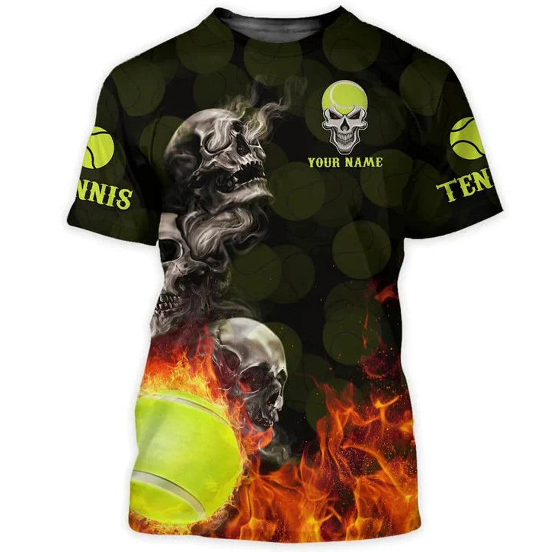 FUNSTUFFPRINT Custom Skull Tennis T-Shirt, 3D All Over Print Tennis Shirt, Tennis Team Club Uniform, Tennis Player Gift 3D T-shirt