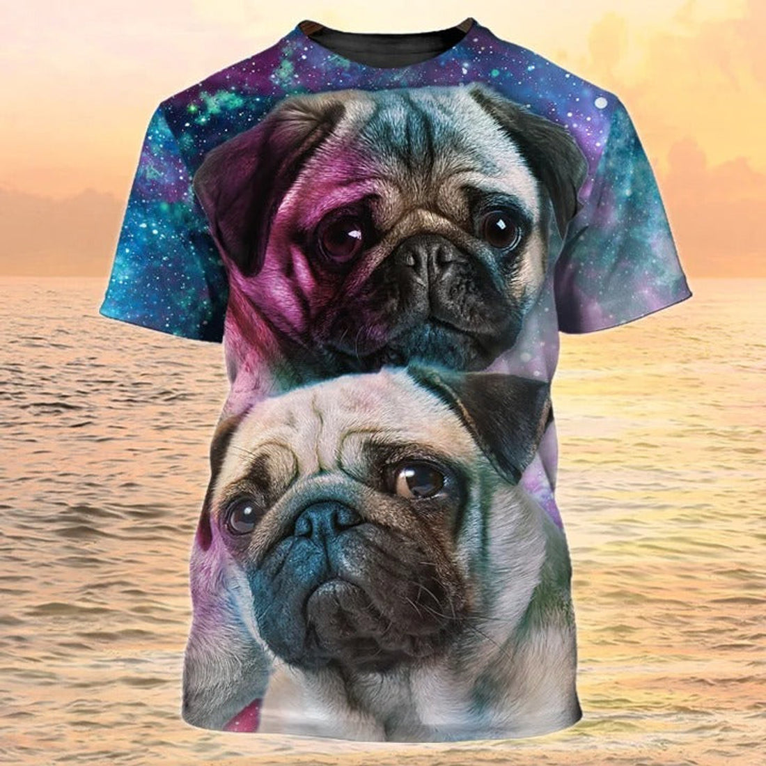 FUNSTUFFPRINT 3D All Over Printed Pug T-Shirt, Dog Bleach Shirts 3D T-shirt