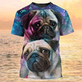 FUNSTUFFPRINT 3D All Over Printed Pug T-Shirt, Dog Bleach Shirts 3D T-shirt