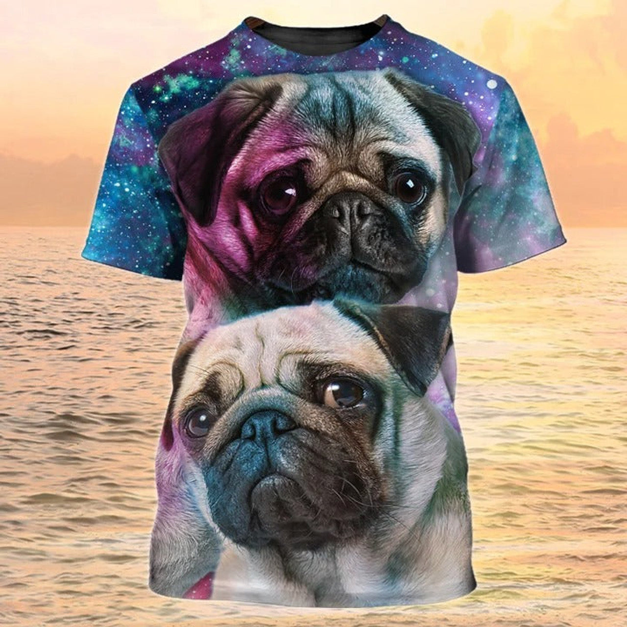 FUNSTUFFPRINT 3D All Over Printed Pug T-Shirt, Dog Bleach Shirts 3D T-shirt