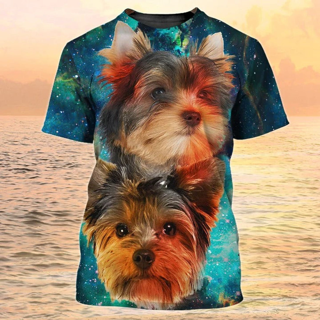 FUNSTUFFPRINT Cute Yorkshire Terrier T-Shirts Men Women, 3D Colorful Dog On Shirt 3D T-shirt