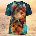 FUNSTUFFPRINT Cute Yorkshire Terrier T-Shirts Men Women, 3D Colorful Dog On Shirt 3D T-shirt
