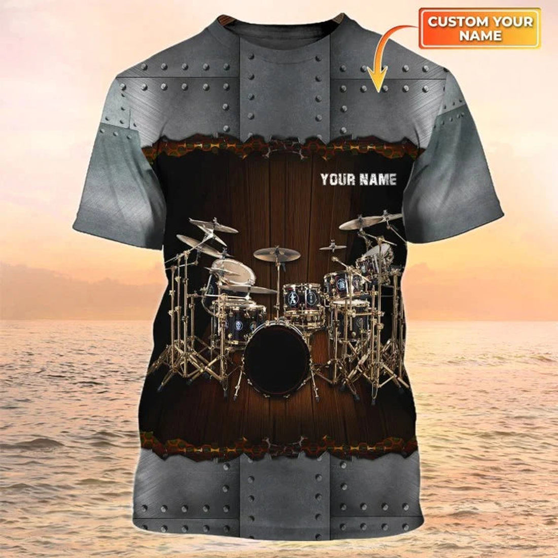 Custom Personalized Drummer T-Shirt Metal Pattern, Drum Set 3D All Over Print On Shirt, Drummer Club Uniform