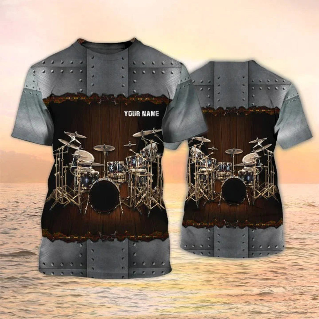 Custom Personalized Drummer T-Shirt Metal Pattern, Drum Set 3D All Over Print On Shirt, Drummer Club Uniform