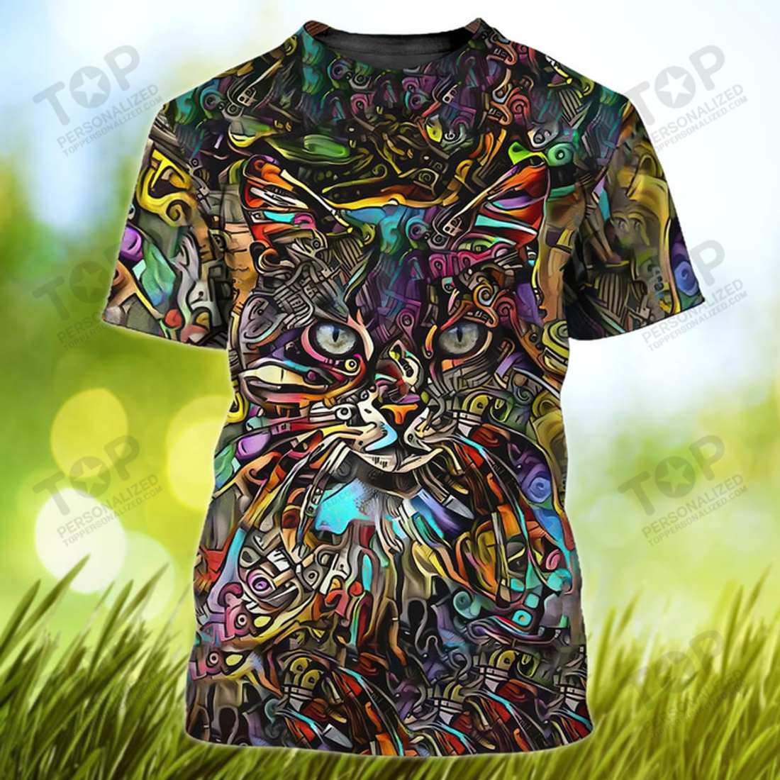 Cat Art Many Color 3D All Over Print T-Shirt