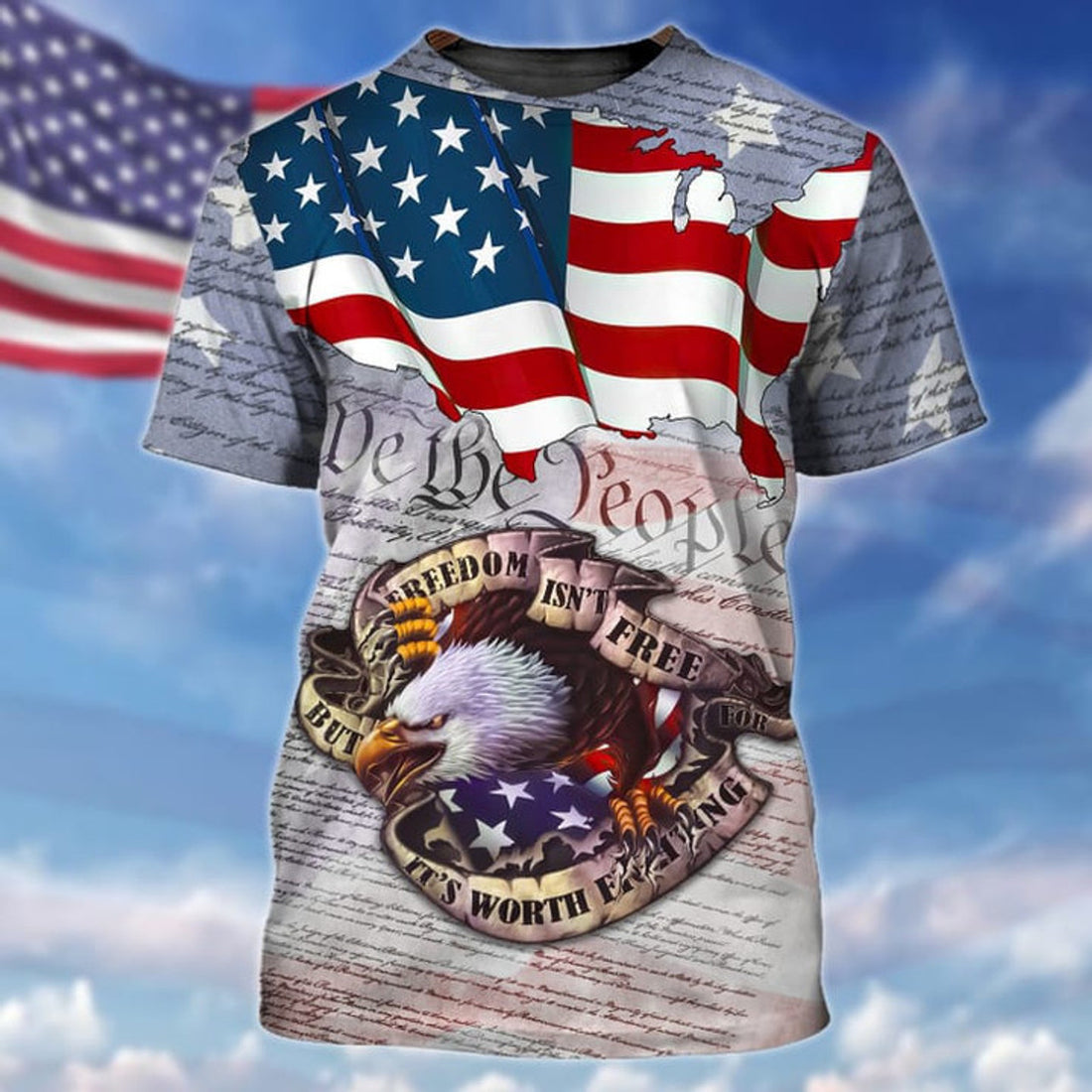 We The People Eagle Usa Flag 3D All Over Print T-Shirt