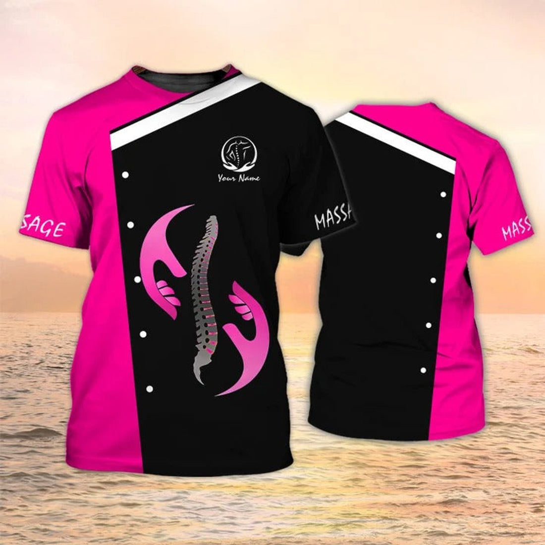 FUNSTUFFPRINT Massage Therapy T-Shirts Massage Therapist Personalized Shirt Black Pink 3D T-shirt