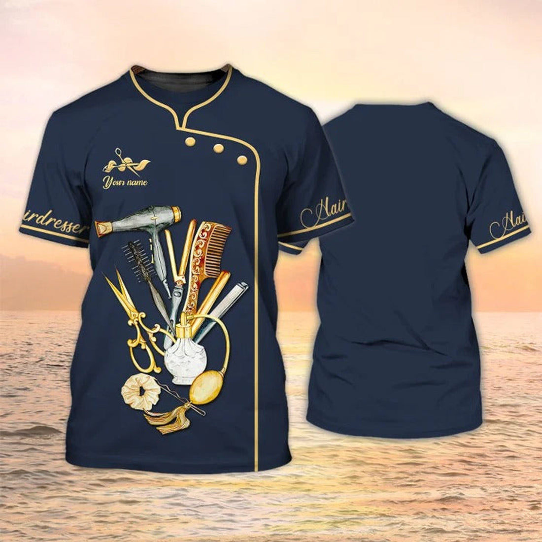 FUNSTUFFPRINT Hairdresser 3D Apparel Hairstylist Personalized Shirt Hair Salon Uniform 3D T-shirt
