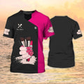 FUNSTUFFPRINT Custom 3D Print Make Up T-Shirt, Make up ArtisT-Shirts Makeup Uniform Black Pink 3D T-shirt