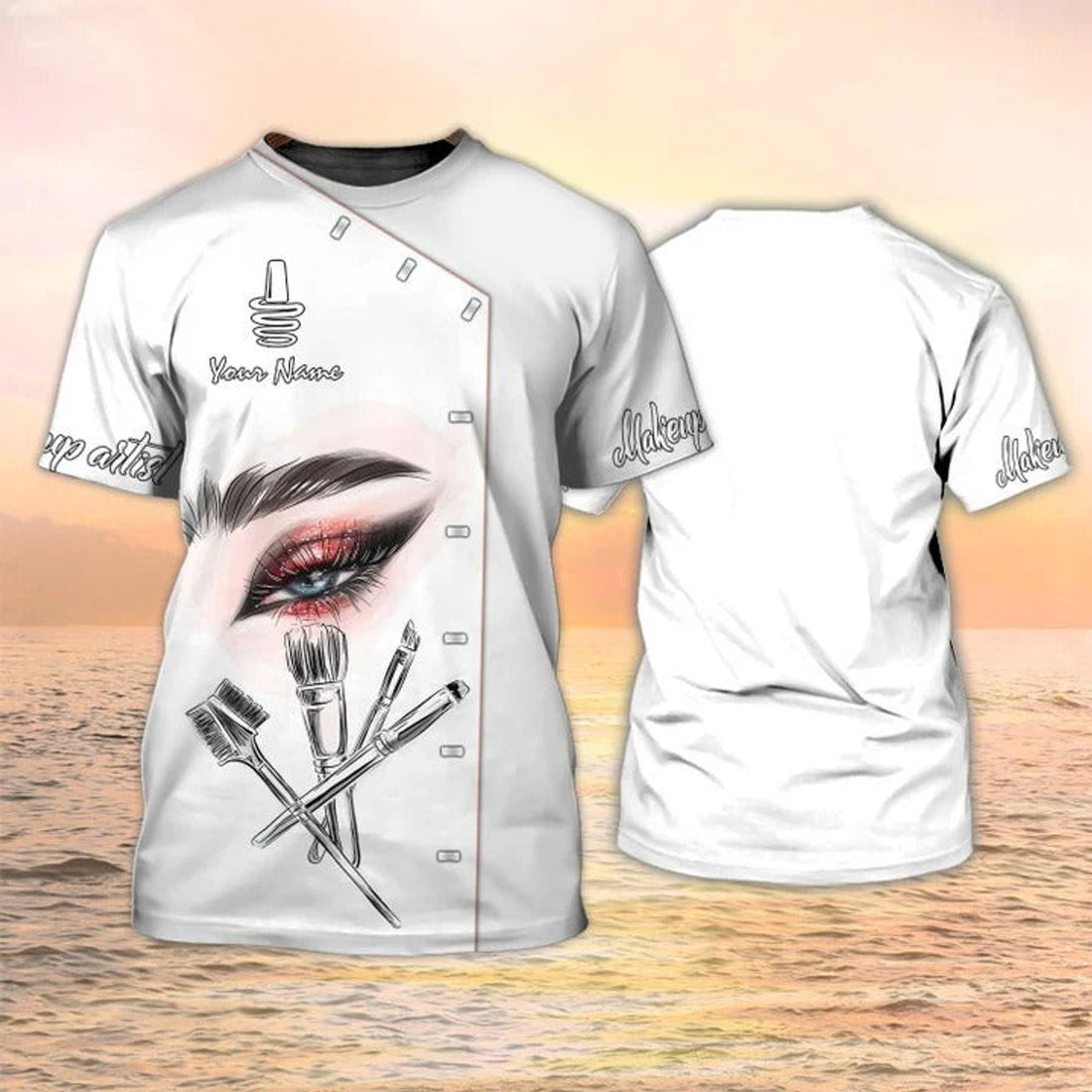 FUNSTUFFPRINT Makeup Artist Personalized Shirt Lashes T-Shirt White [Non Workwear] 3D T-shirt