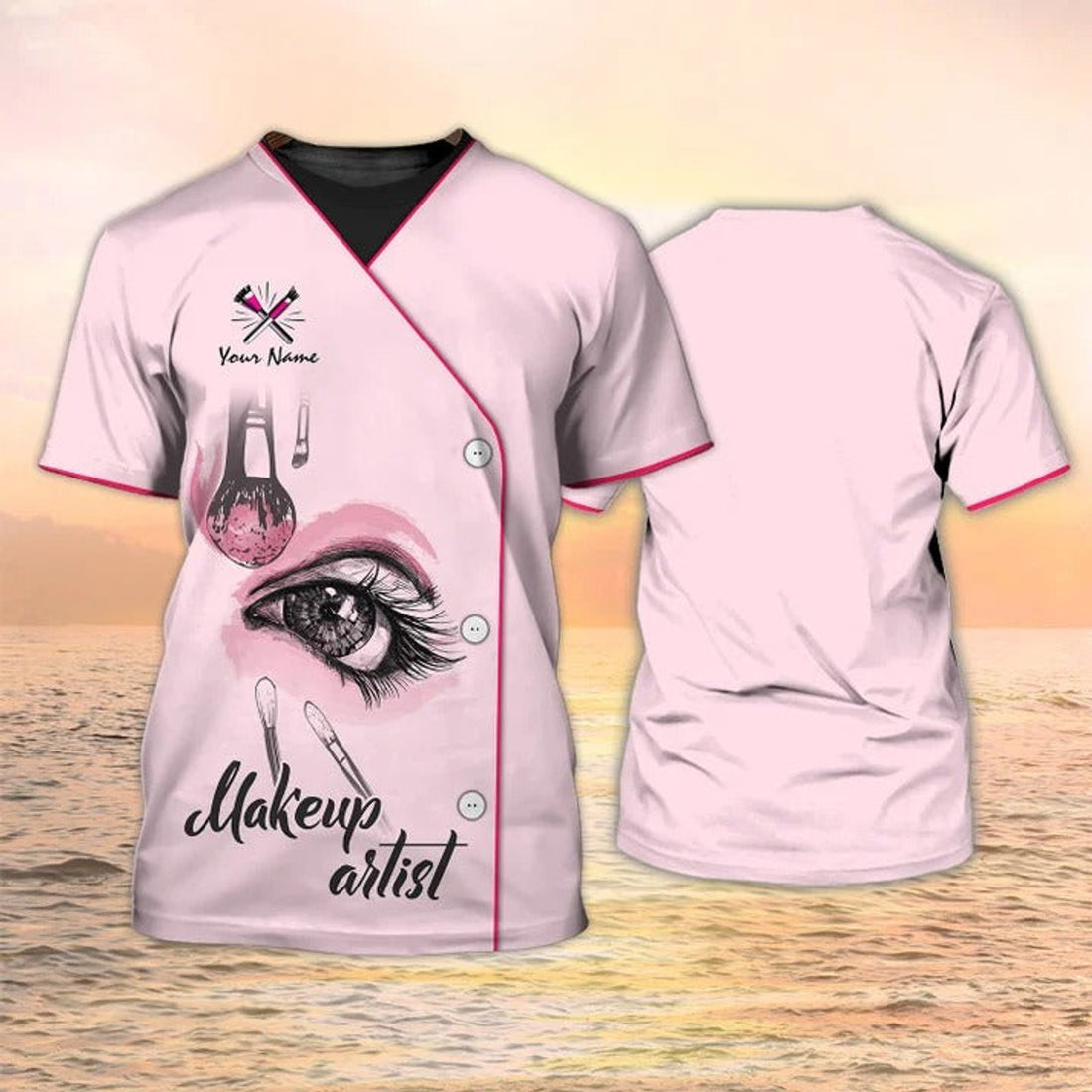 FUNSTUFFPRINT Makeup Artist Personalized Shirt Lashes T-Shirt Pink 3D T-shirt