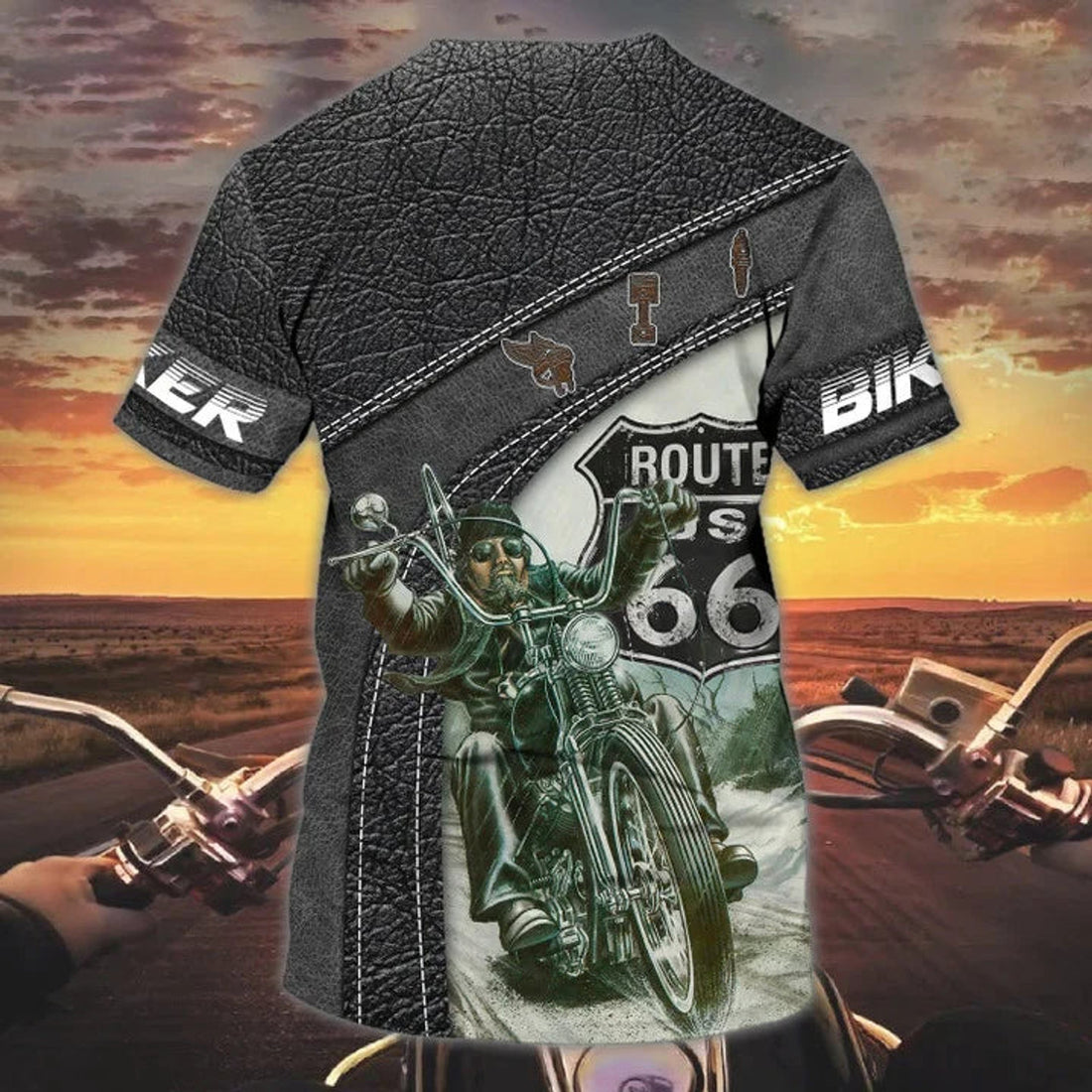 Custom 3D Biker Shirt, This Biker Conquers Route 66, Biker Gifts