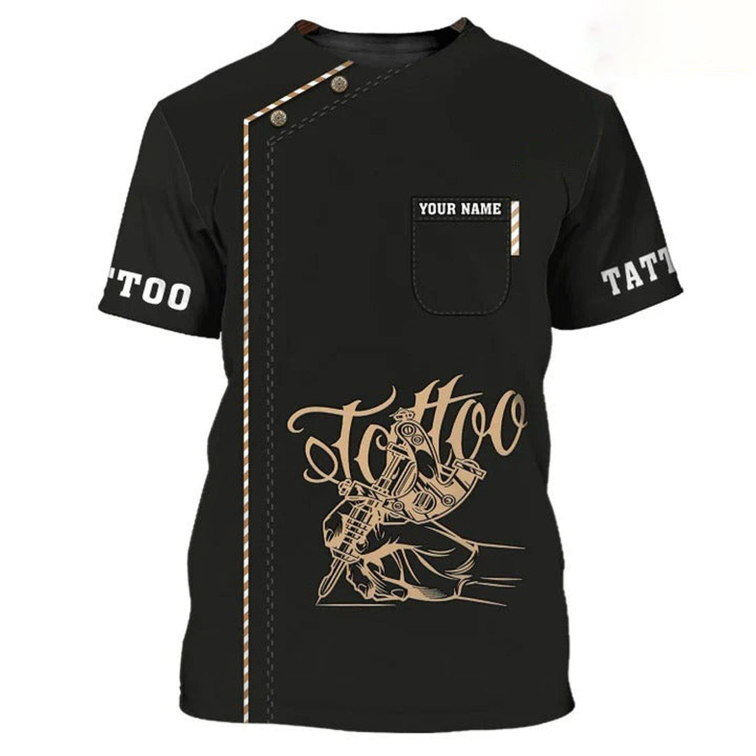 FUNSTUFFPRINT Tattoo Artist Personalized 3D T-Shirt Classic Tattoo Uniform, Tattoo Studio T-Shirt, Christmas Present For Tattoo 3D T-shirt