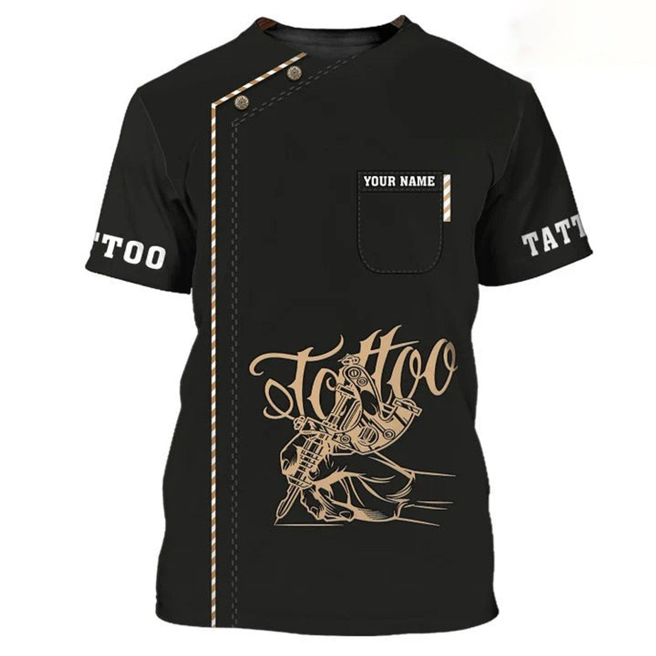FUNSTUFFPRINT Tattoo Artist Personalized 3D T-Shirt Classic Tattoo Uniform, Tattoo Studio T-Shirt, Christmas Present For Tattoo 3D T-shirt
