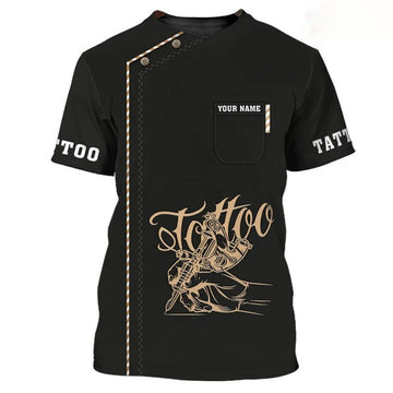 FUNSTUFFPRINT Tattoo Artist Personalized 3D T-Shirt Classic Tattoo Uniform, Tattoo Studio T-Shirt, Christmas Present For Tattoo 3D T-shirt