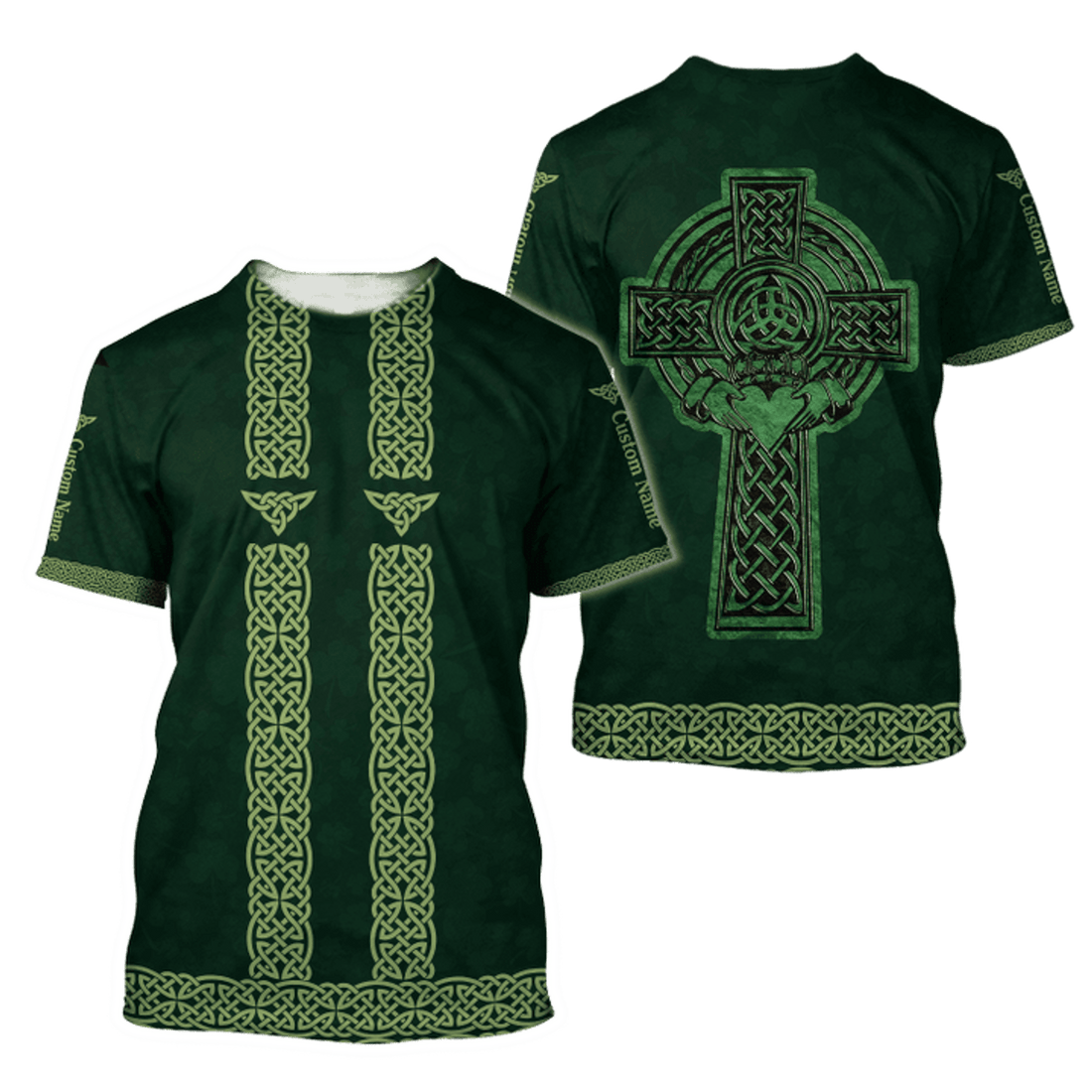 FUNSTUFFPRINT Customized Name Irish Saint Patrick's Day 3D All Over Printed Shirts, Give Heart For Queen Shirt 3D T-shirt