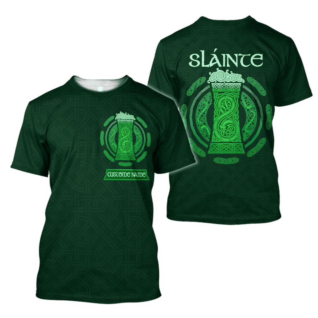 FUNSTUFFPRINT Personalized Irish Saint Patrick's Day 3D Printed Slante Drink Beer Shirt 3D T-shirt