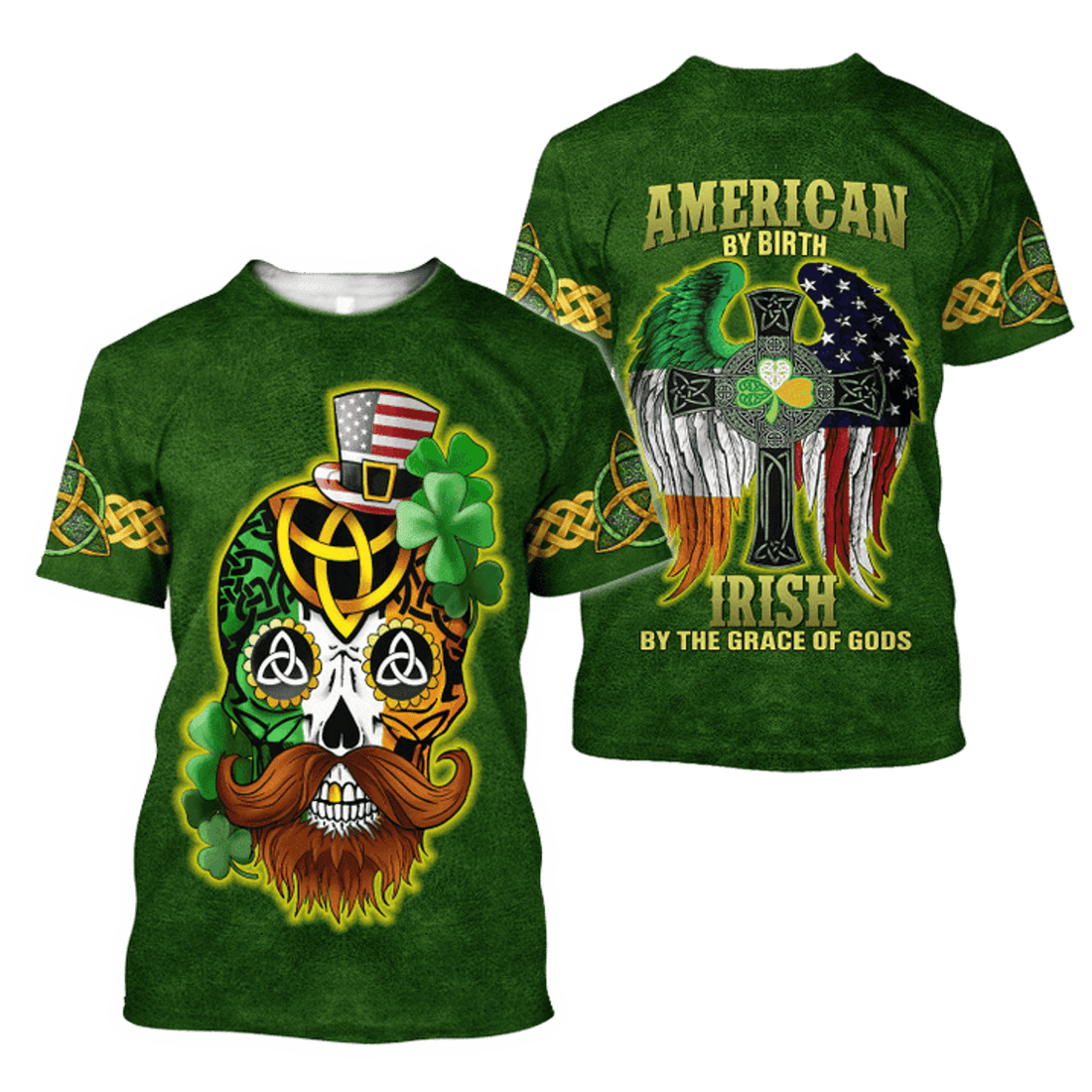 FUNSTUFFPRINT 3D All Over Printed Irish American Skull St Patrick Day Unisex Shirts Hoodie 3D T-shirt