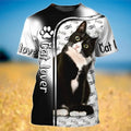 FUNSTUFFPRINT Love Tuxedo Cat 3D Printed Hoodie T-Shirt, Clothing For Cat Lover 3D T-shirt