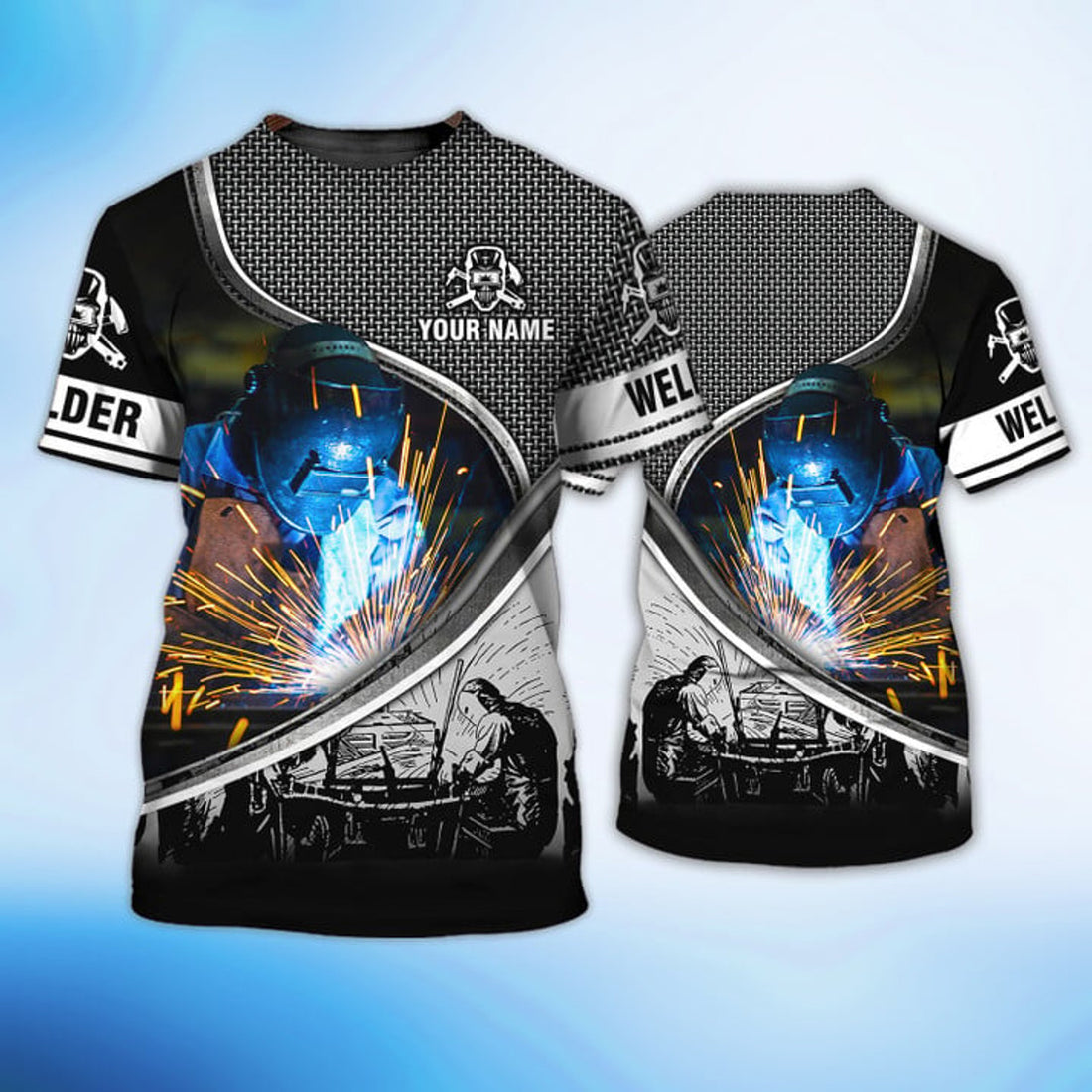 FUNSTUFFPRINT 3D All Over Print Welder Shirt, Personalized Name Welding Work Shirts 3D T-shirt