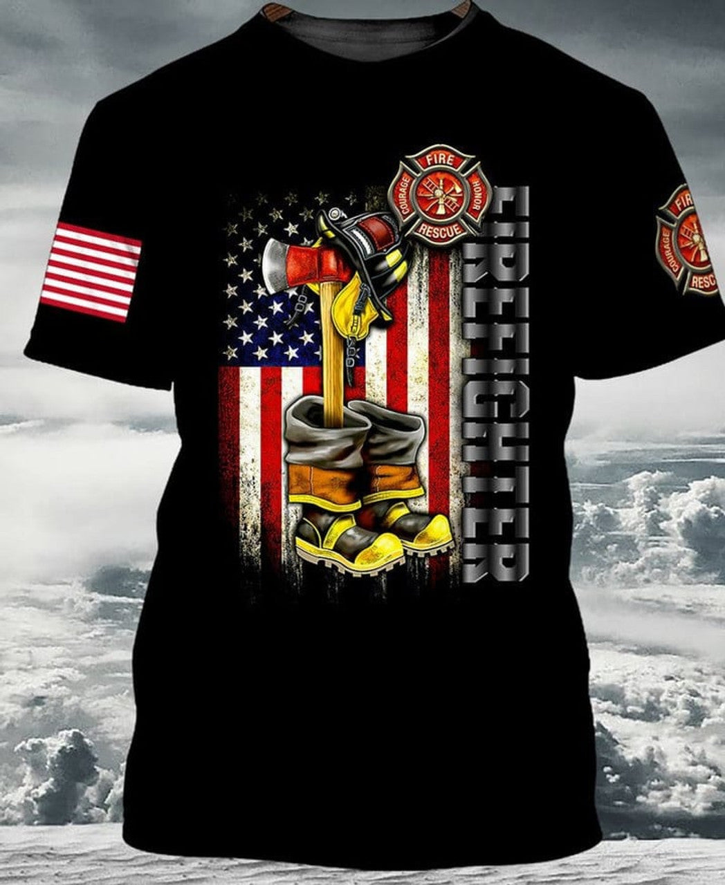 FUNSTUFFPRINT Volunteer Firefighter 3D Full Print, Attractive Apparel For Firefighter Lovers 3D T-shirt