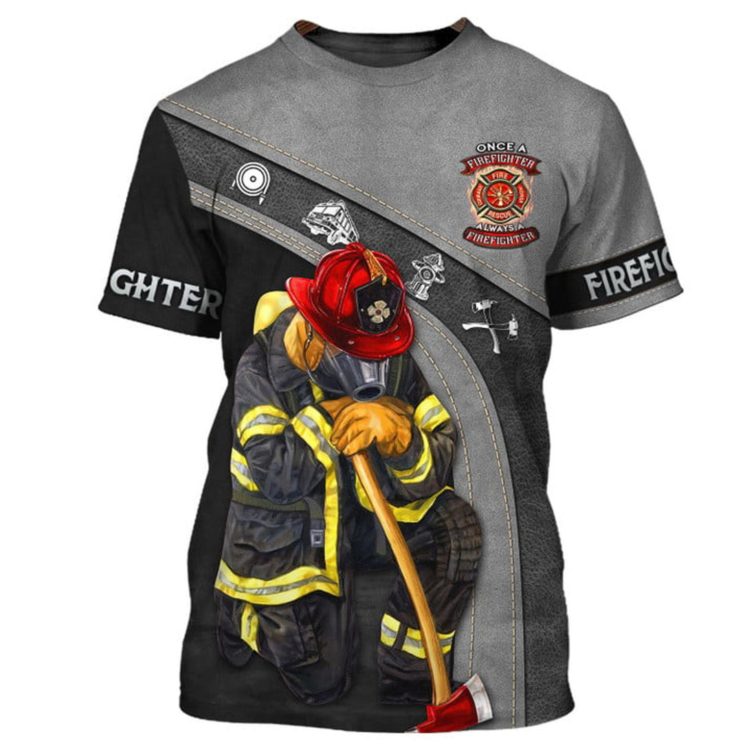 FUNSTUFFPRINT Firefighter Shirts Once A Firefighter Always A Firefighter 3D Shirt 3D T-shirt
