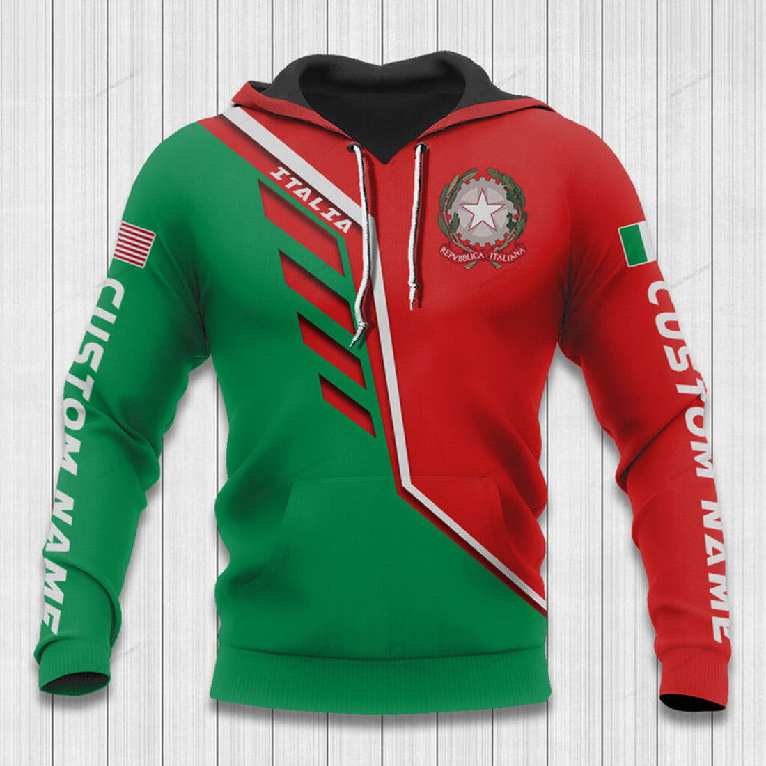 FUNSTUFFPRINT Custom Name Italy Hoodie Italy Flag Wing 3D Hoodie and Zip Hoodie