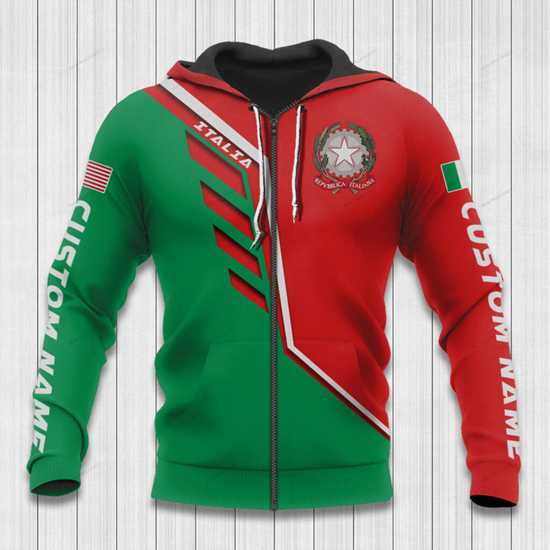 FUNSTUFFPRINT Custom Name Italy Hoodie Italy Flag Wing 3D Hoodie and Zip Hoodie