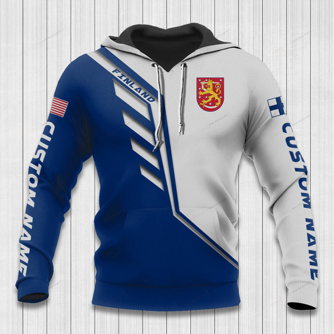 FUNSTUFFPRINT Custom Name Finland Hoodie Finland Flag Wing 3D Hoodie and Zip Hoodie
