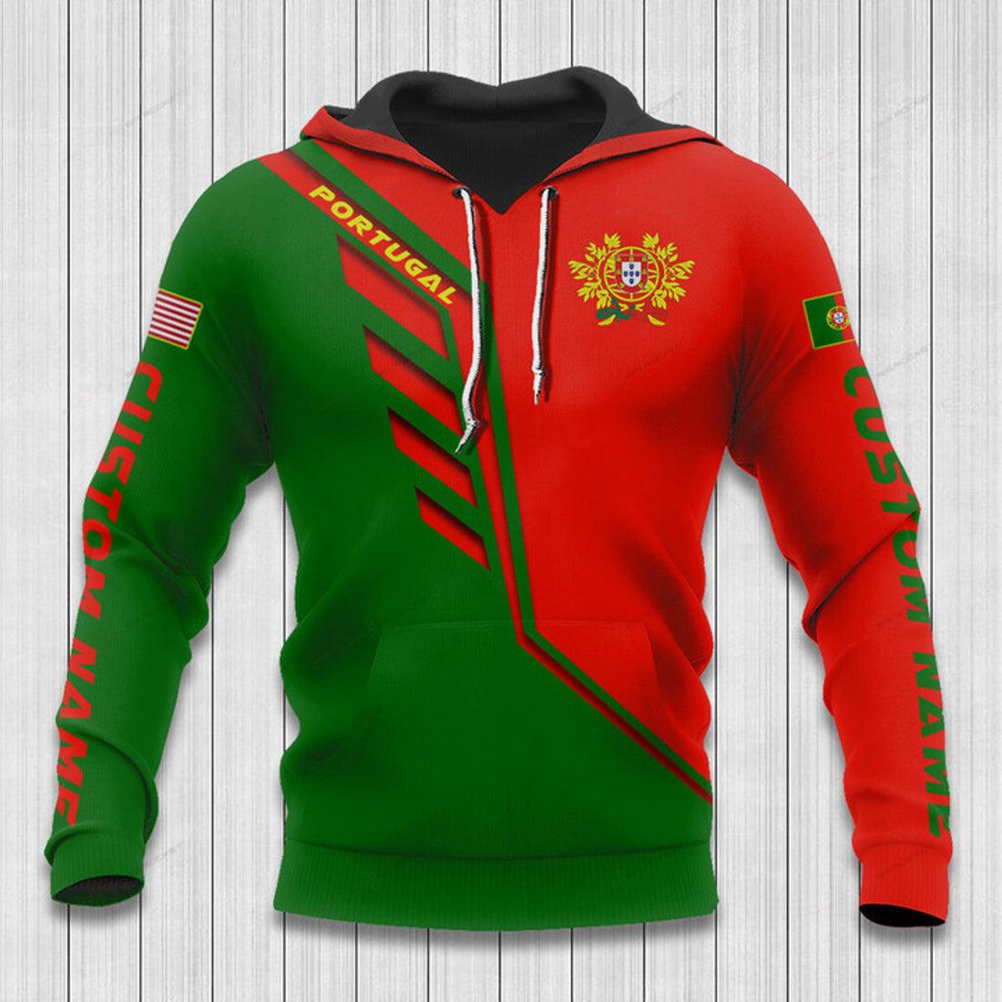 FUNSTUFFPRINT Custom Name Portugal Hoodie Portugal Flag Wing 3D Hoodie and Zip Hoodie