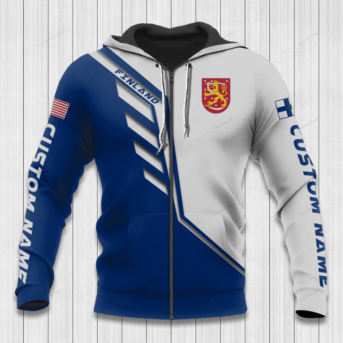 FUNSTUFFPRINT Custom Name Finland Hoodie Finland Flag Wing 3D Hoodie and Zip Hoodie
