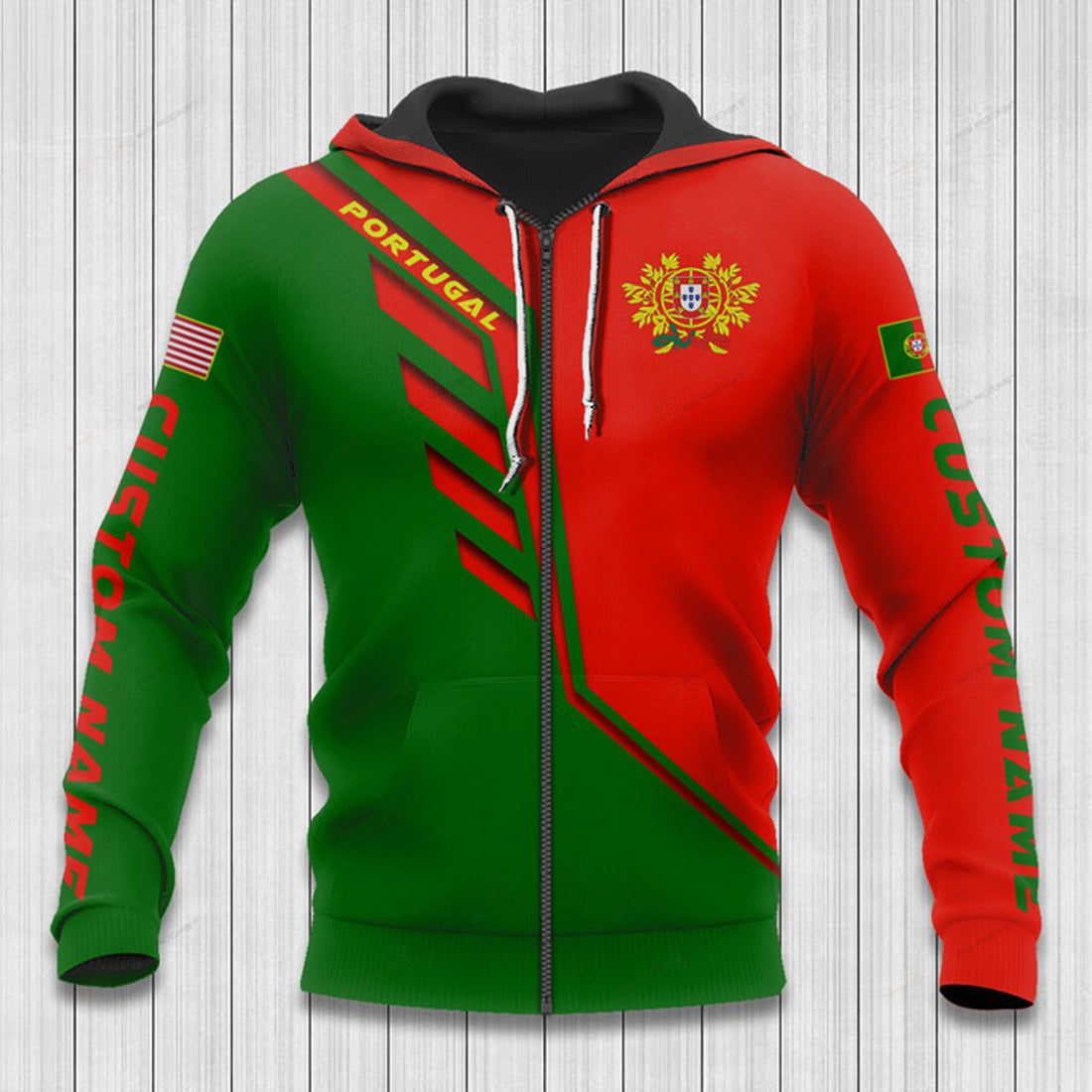 FUNSTUFFPRINT Custom Name Portugal Hoodie Portugal Flag Wing 3D Hoodie and Zip Hoodie