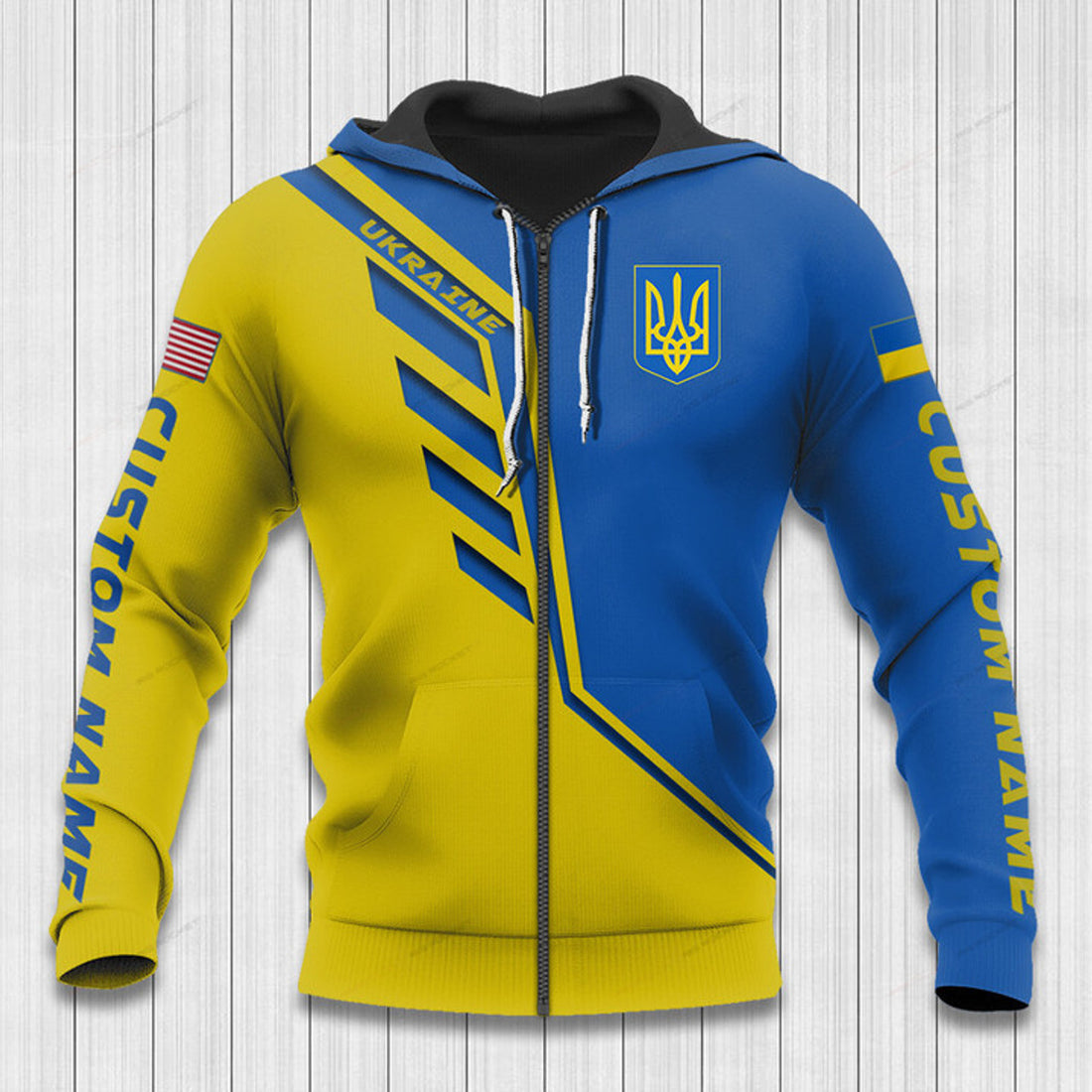 FUNSTUFFPRINT Custom Name Ukraine Hoodie Ukraine Flag Wing 3D Hoodie and Zip Hoodie