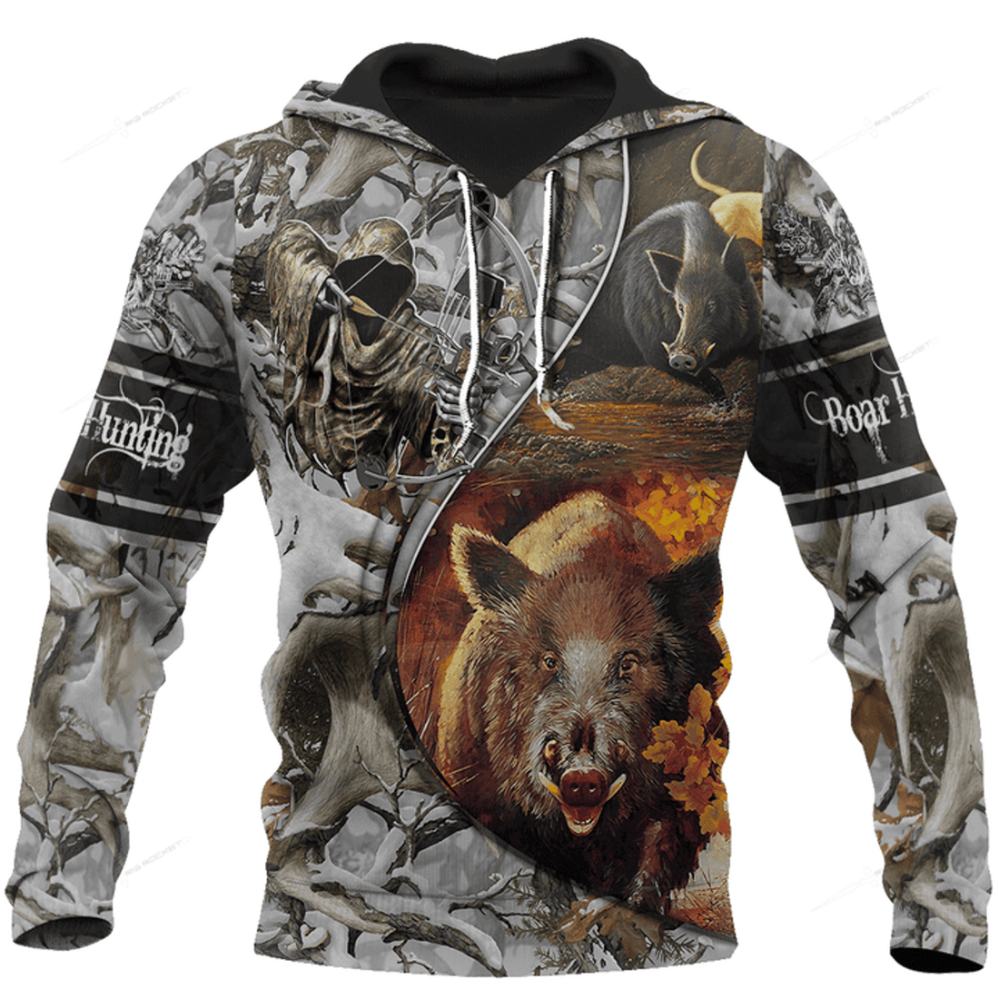 FUNSTUFFPRINT Boar hunting camo 3D for men and women 3D Hoodie and Zip Hoodie