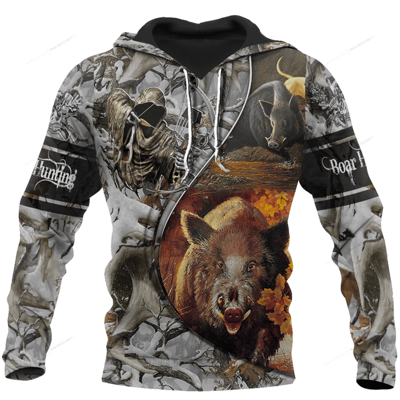 FUNSTUFFPRINT Boar hunting camo 3D for men and women 3D Hoodie and Zip Hoodie